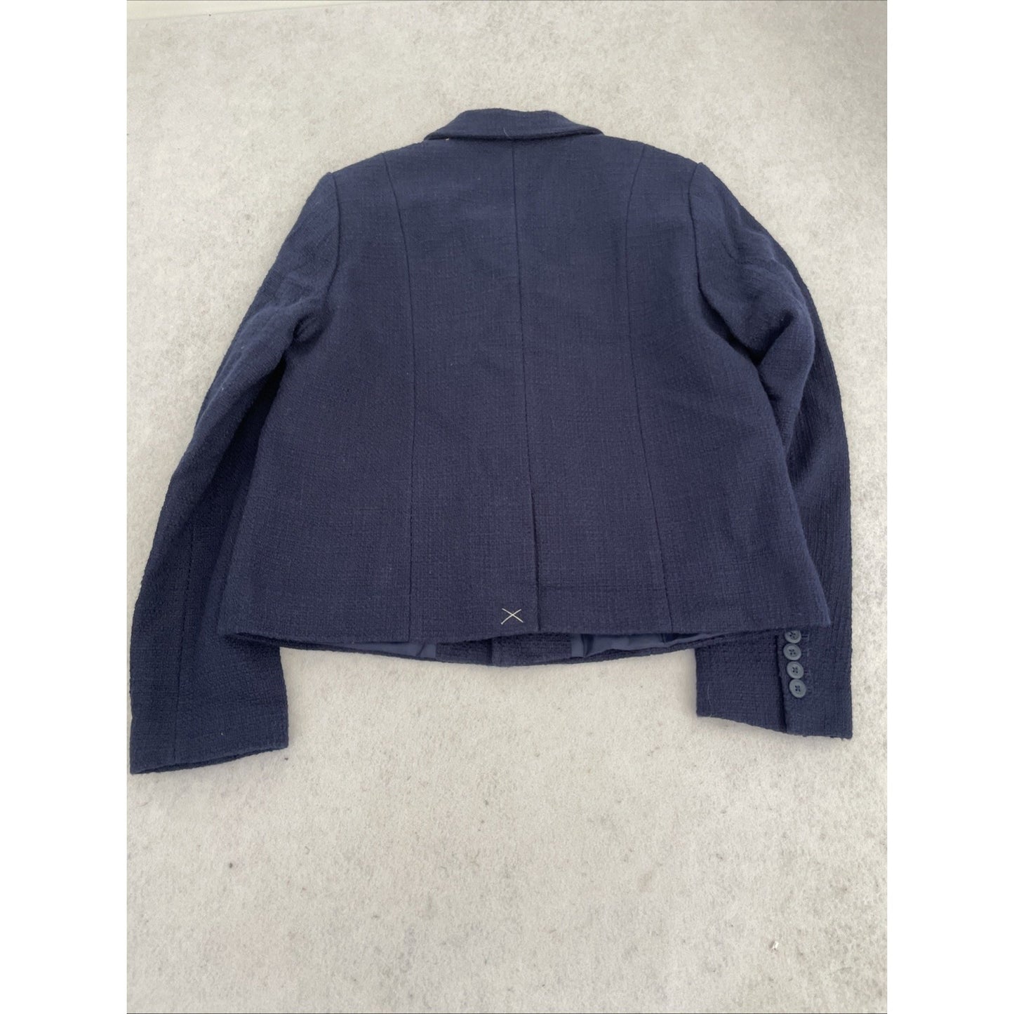 Lands End Women's Tweed Blazer Medium Navy Blue Jacket NWT