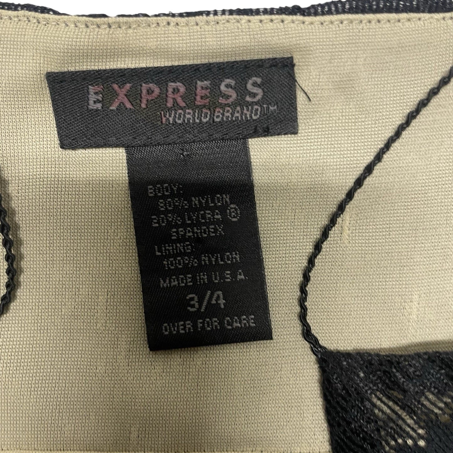 Vintage Express Lace Slip Dress Size 3/4 Black Bodycon 90s Y2K