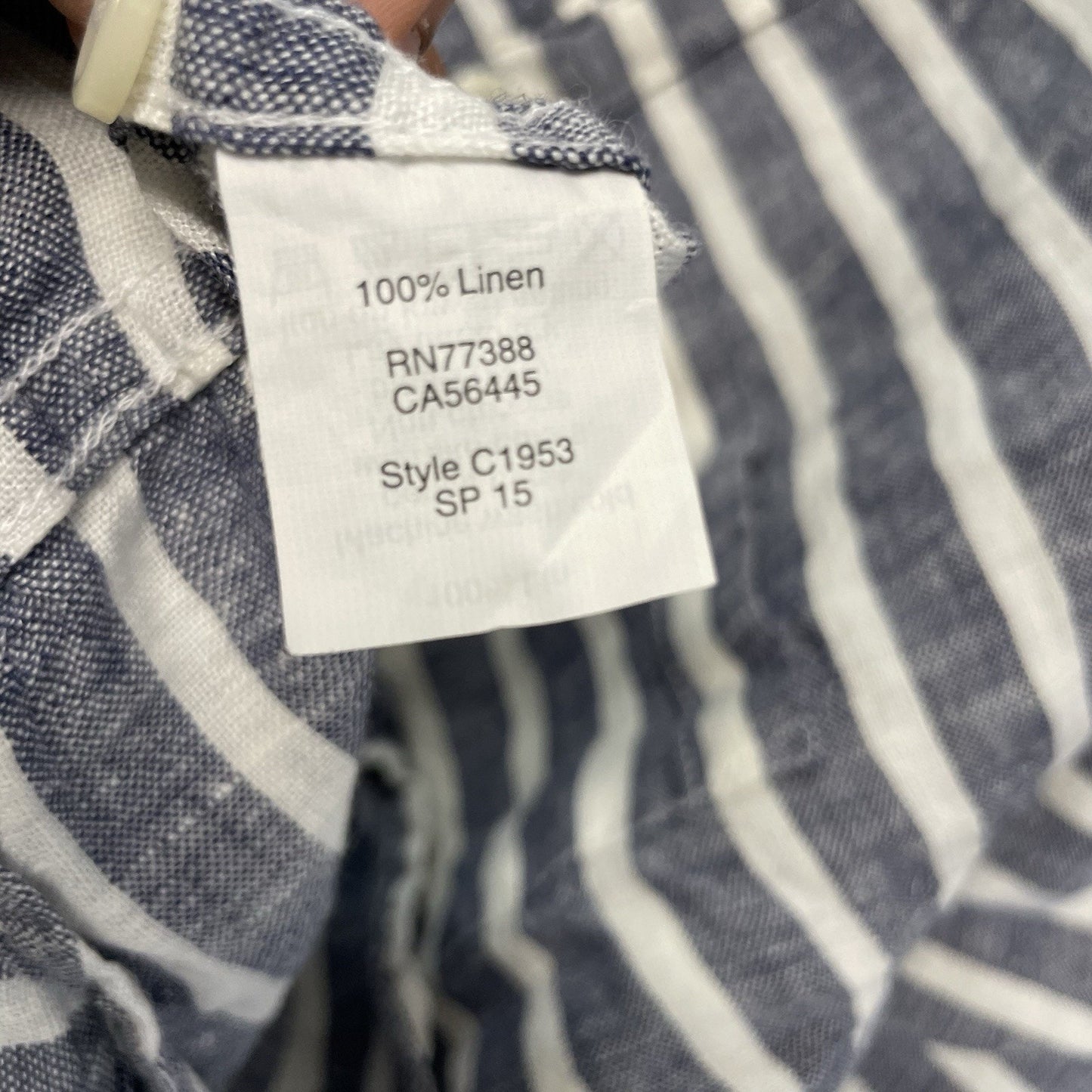 J. CREW Shirt Mens S Gray Striped 100% Linen Button Down Short Sleeve C1953