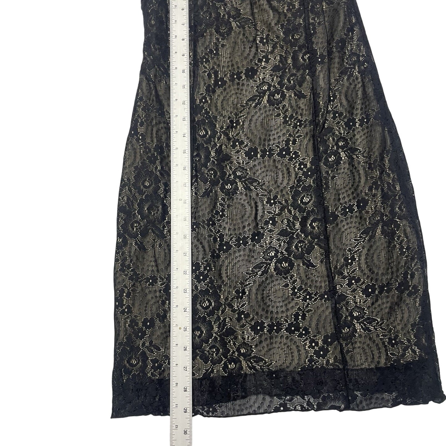 Vintage Express Lace Slip Dress Size 3/4 Black Bodycon 90s Y2K