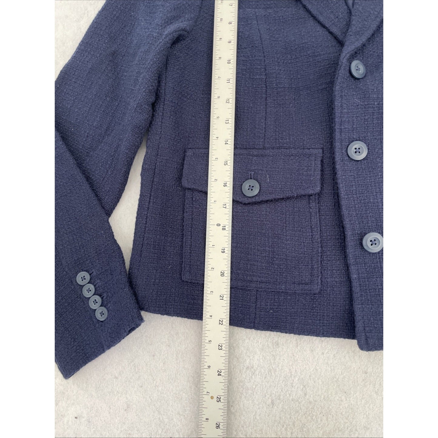 Lands End Women's Tweed Blazer Medium Navy Blue Jacket NWT