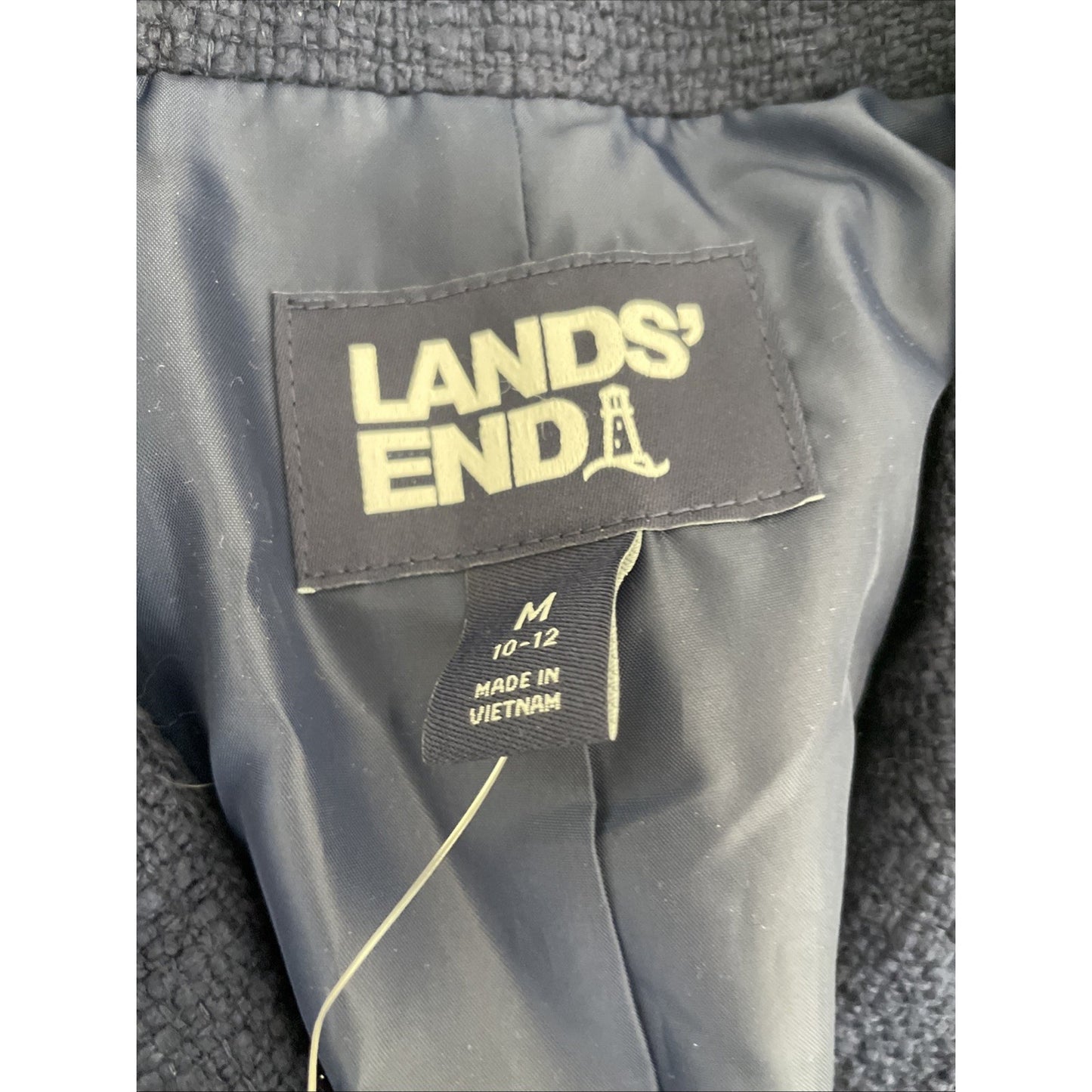 Lands End Women's Tweed Blazer Medium Navy Blue Jacket NWT