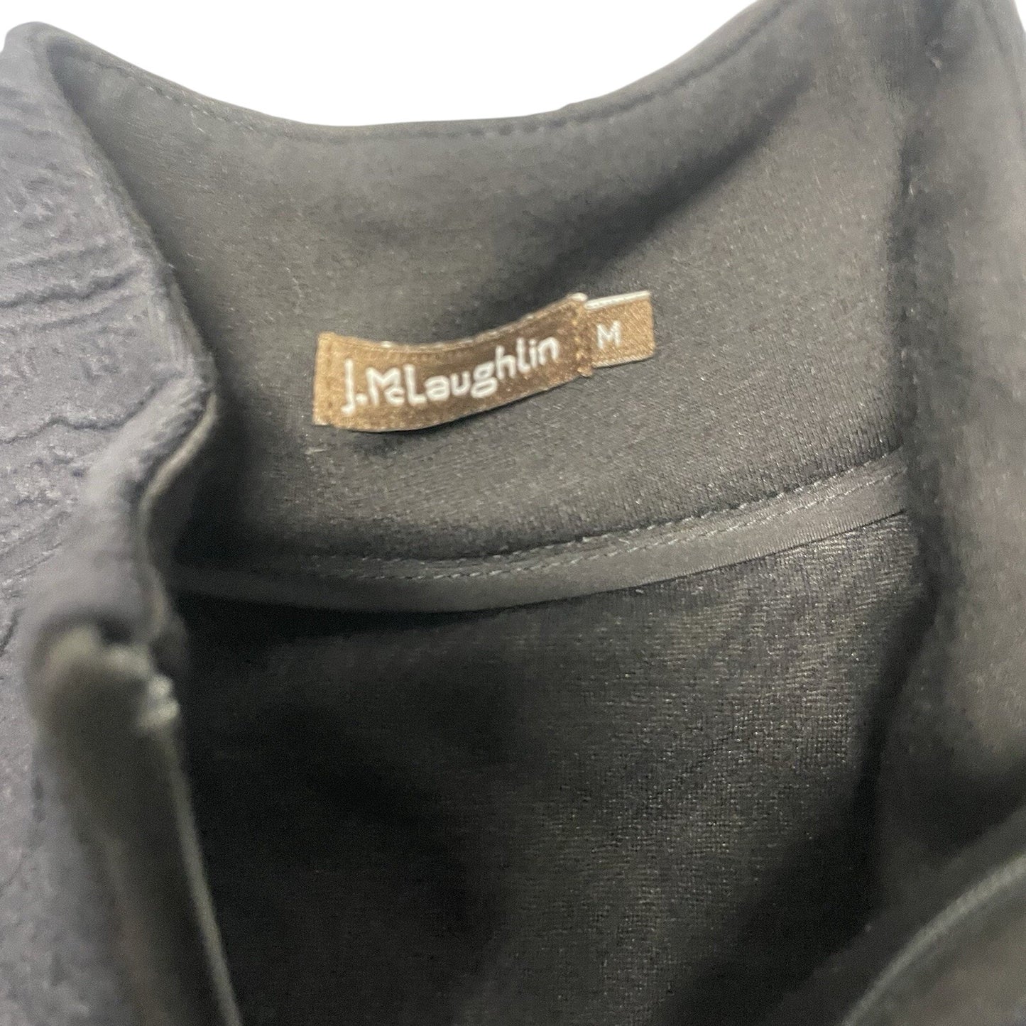 J McLaughlin Dress Medium Black Paisley Jacquard Quarter Zip Bedford Long Sleeve