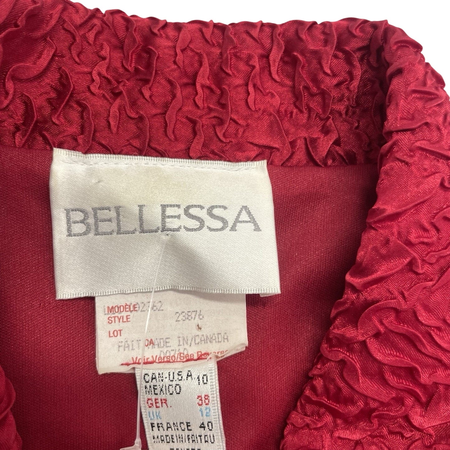 Vintage Bellessa Jacket Women's Size 10 Red Textured Zip