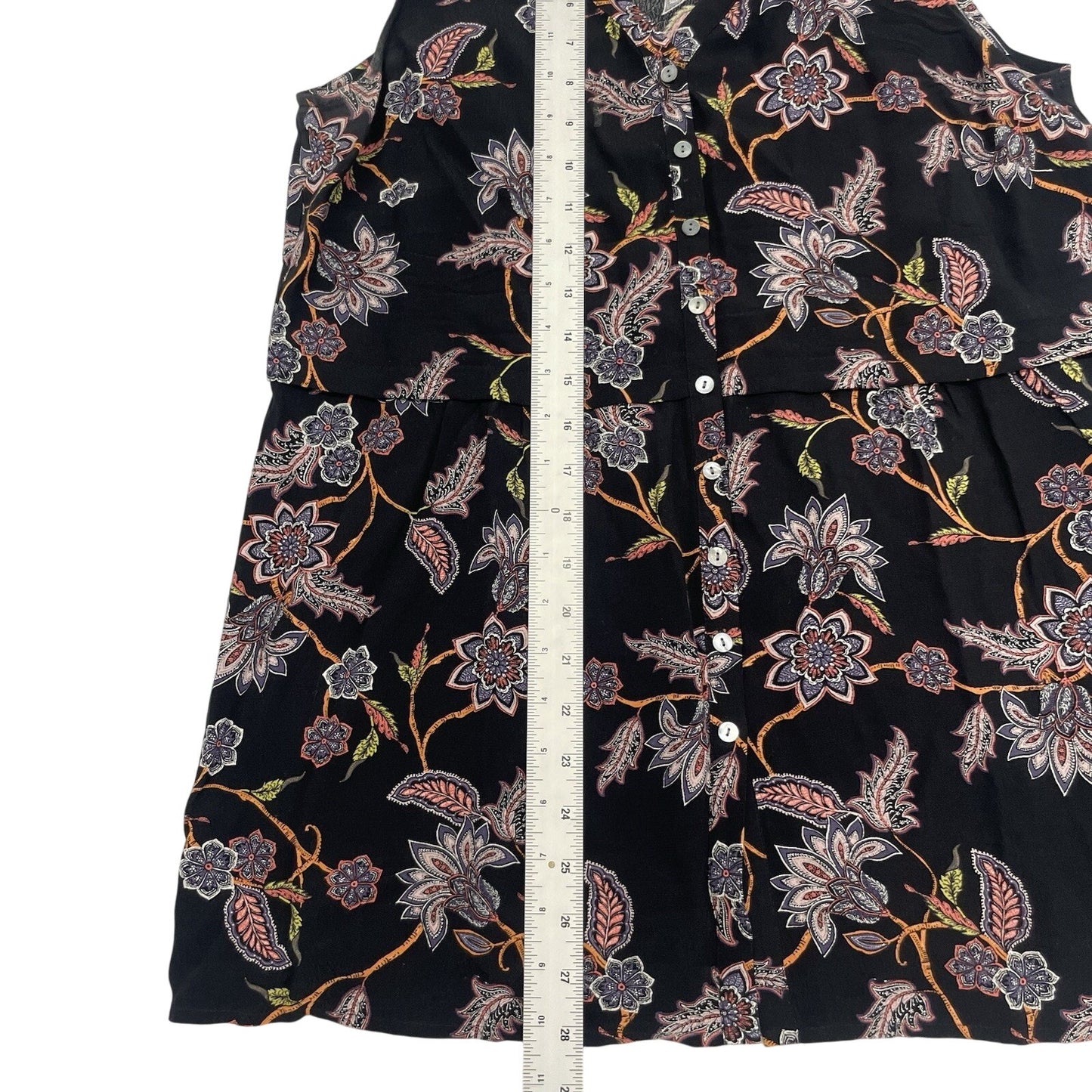 J. Jill Blouse Petite Small Black Sleeveless Top Floral Lightweight