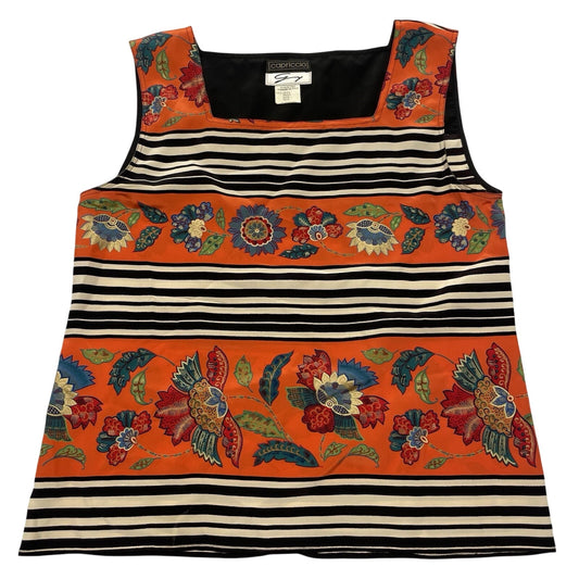 Vintage Capriccio 100% Silk Floral Blouse Med Colorful Artsy Lightweight