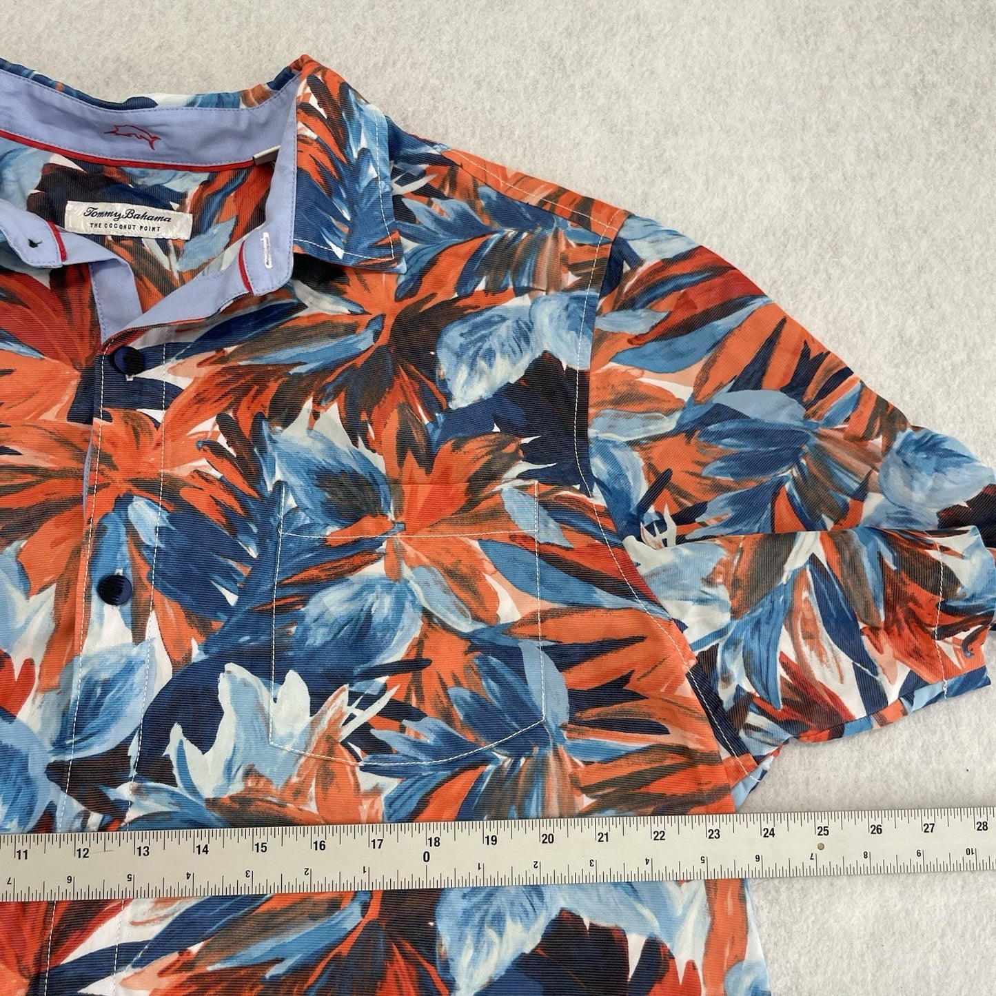 Tommy Bahama Shirt Men Orange Blue Bright Hawaiian Button Up Size XL