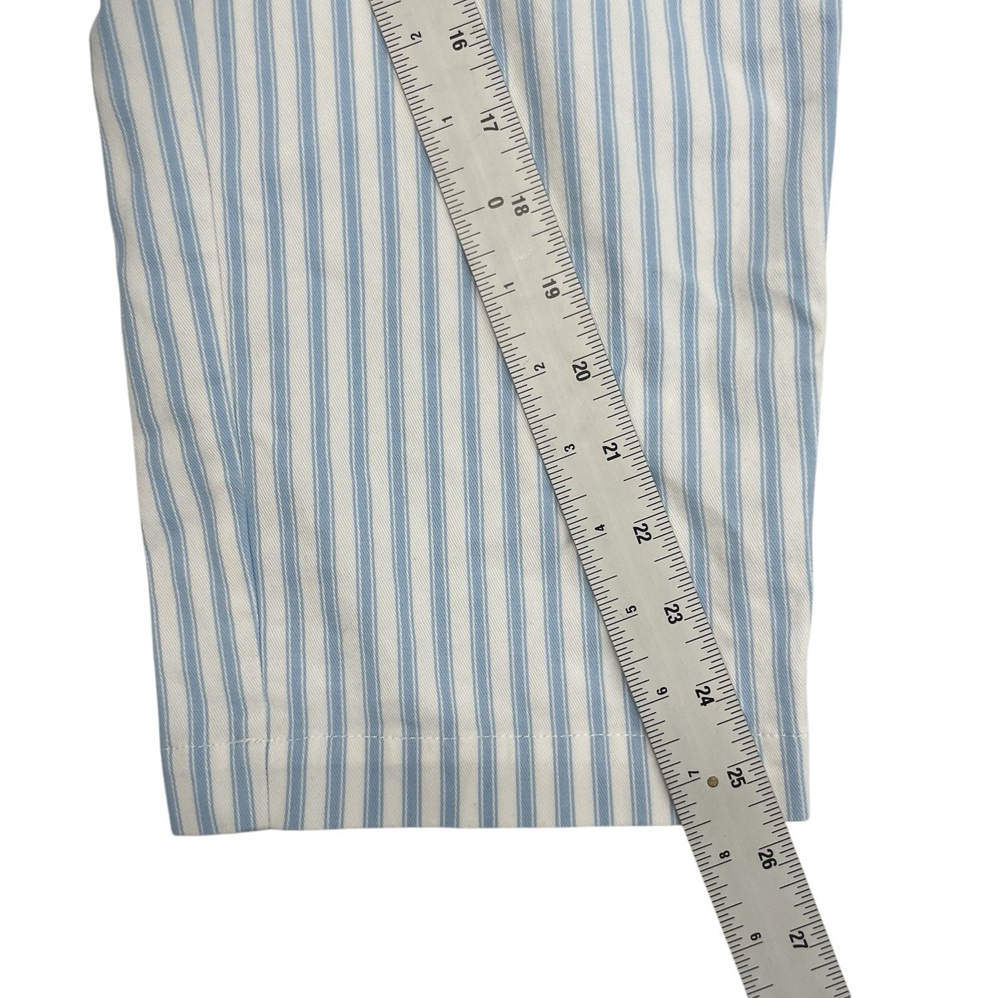 Lands End Pants Women 10P Blue White Striped Tapered Nautical Preppy Coastal