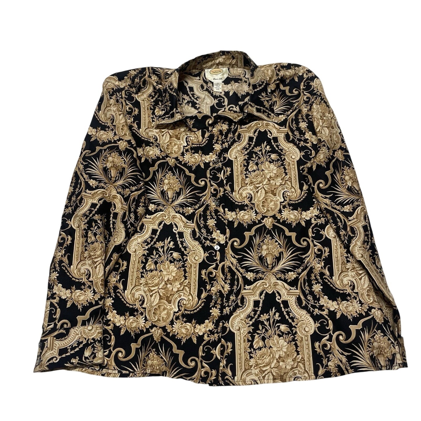 Vintage Talbots Blouse Women's 14 100% Silk Button Down