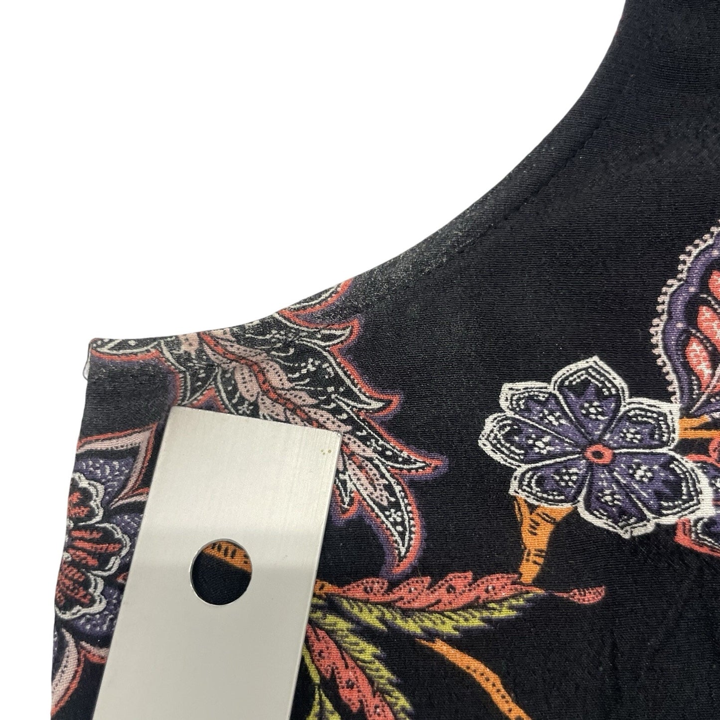 J. Jill Blouse Petite Small Black Sleeveless Top Floral Lightweight