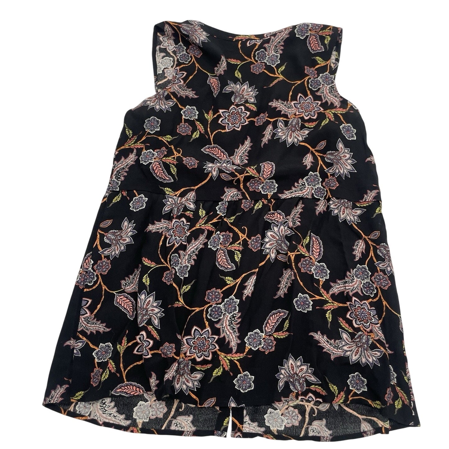 J. Jill Blouse Petite Small Black Sleeveless Top Floral Lightweight