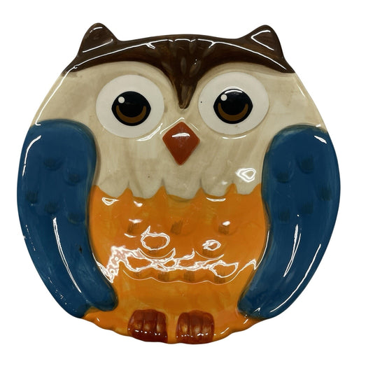 Earthenware Painted Owl Snack/Dessert Plates 7.5” X 7”