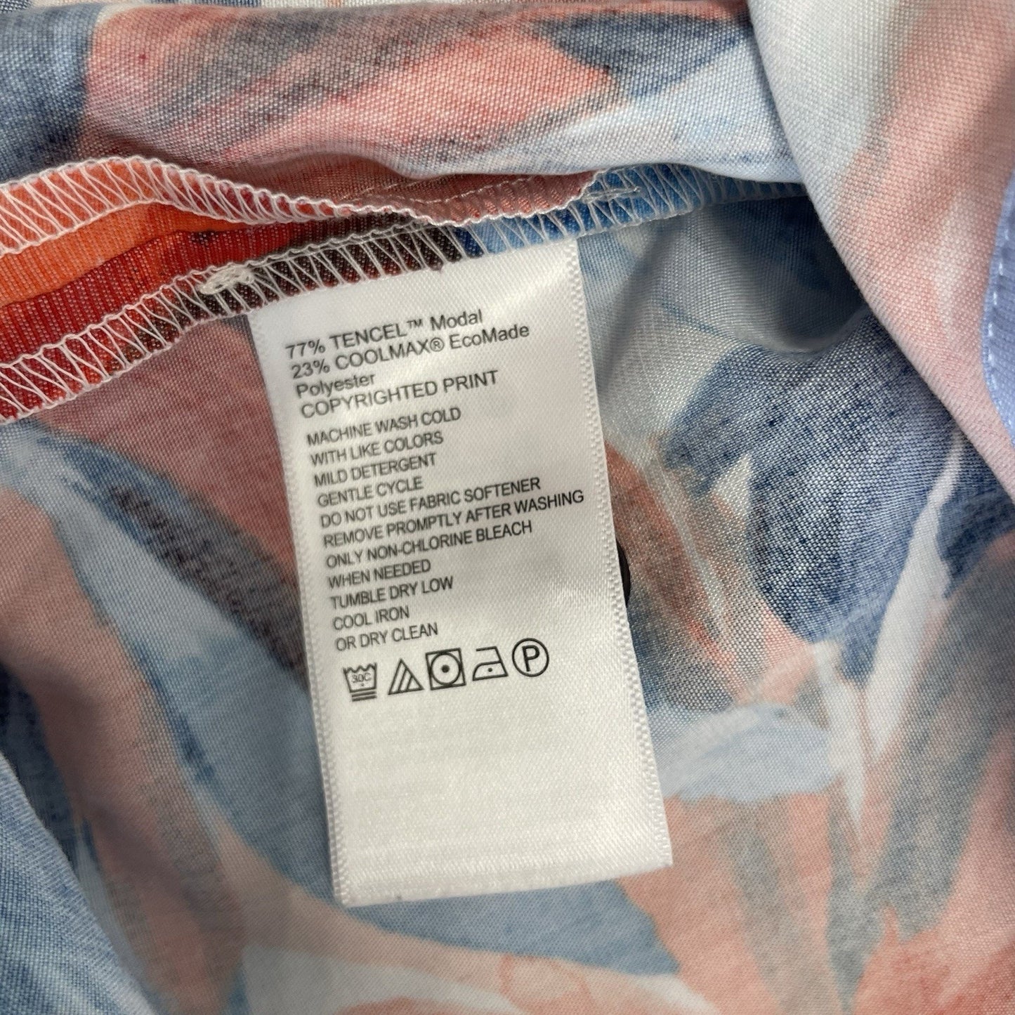 Tommy Bahama Shirt Men Orange Blue Bright Hawaiian Button Up Size XL