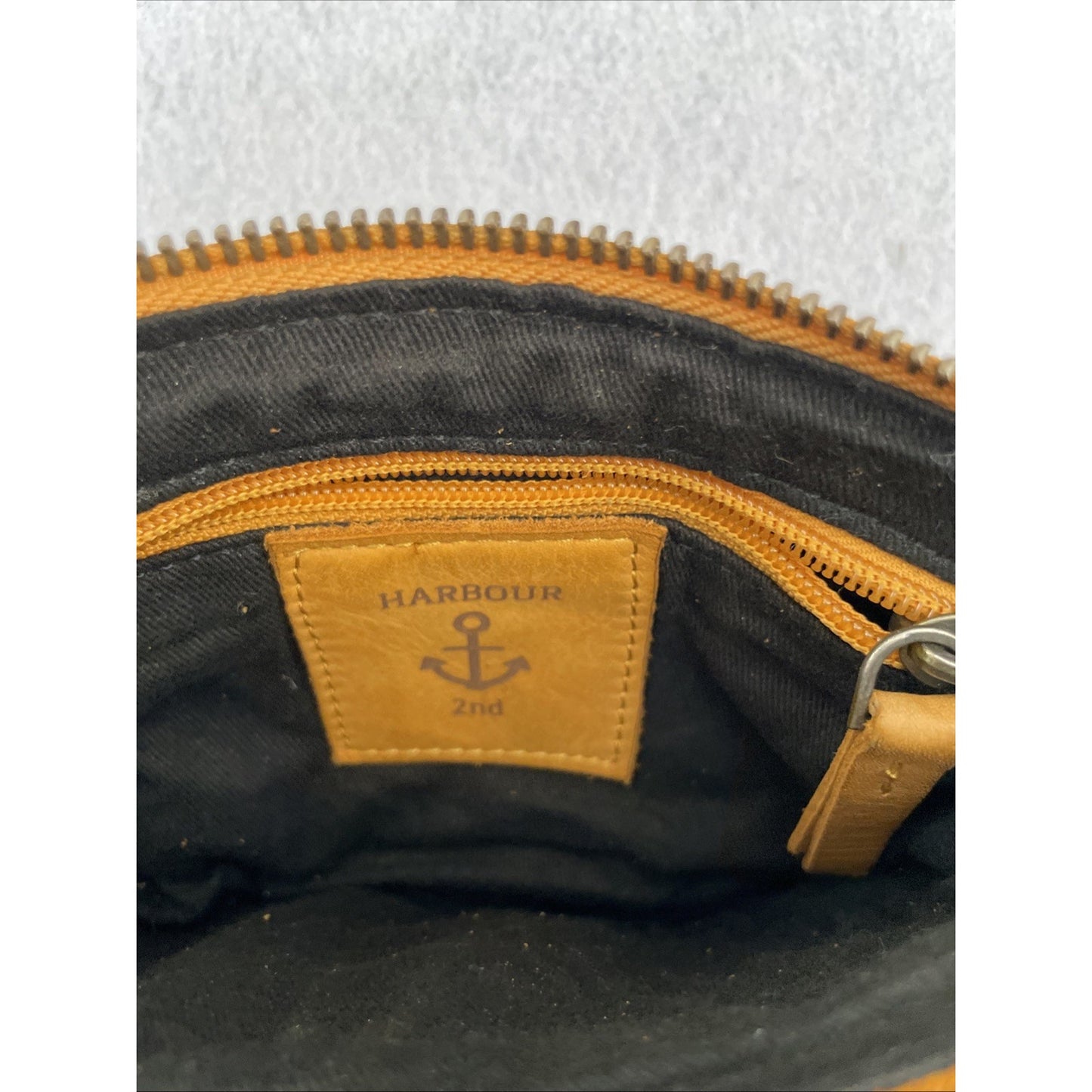 HARBOUR 2ND Distressed Genuine Leather Crossbody Phone Bag Handbag - Cognac