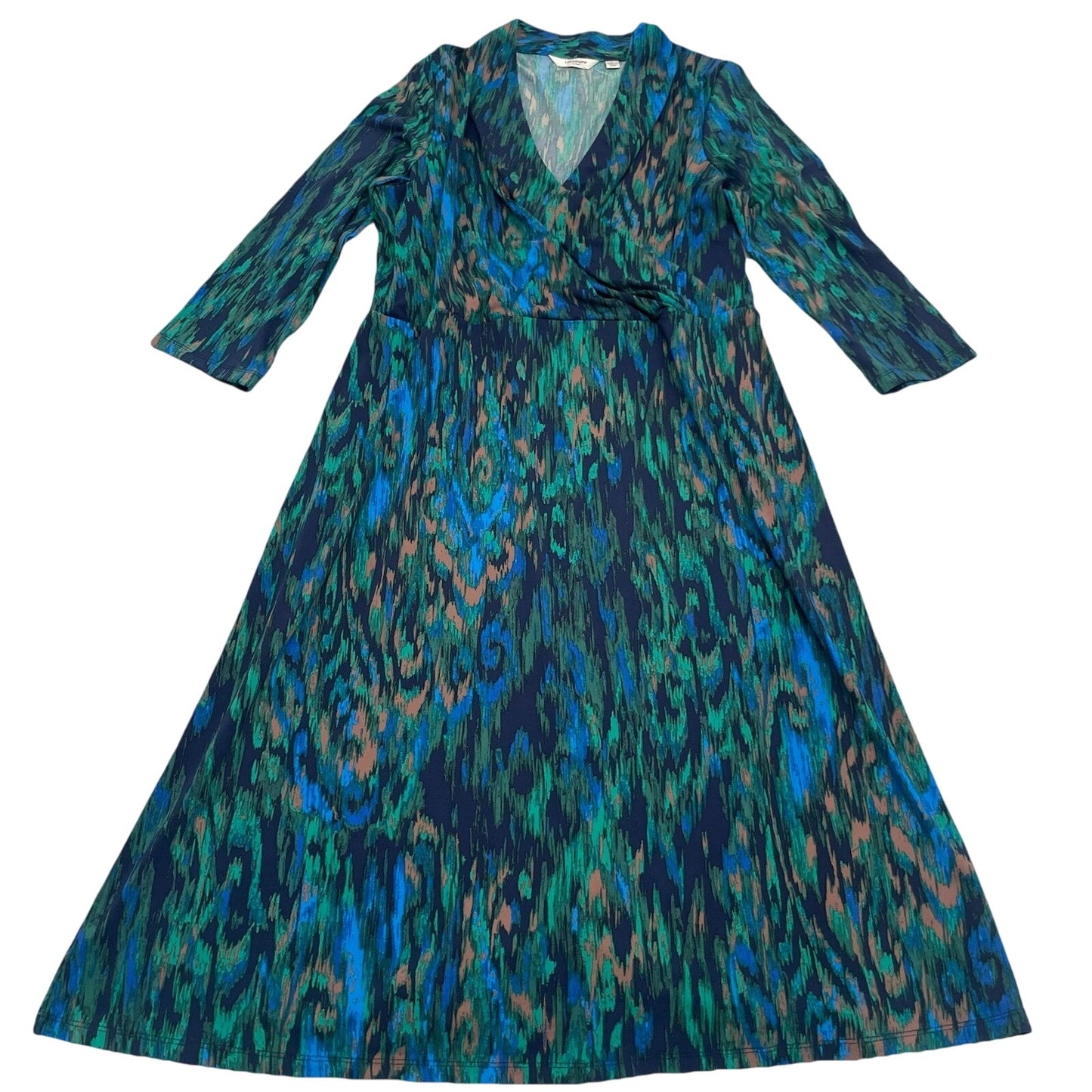 Liz Claiborne Dress Women's Large Peacock Wrap Mock