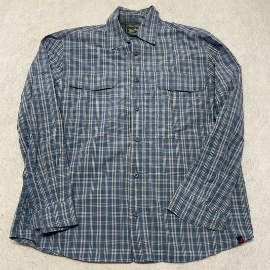 Woolrich Vented Fish Outdoor Shirt Men's M Long Sleeve Button Up Blue Plaid