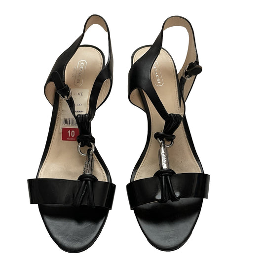Coach Shoes Inez Leather T-strap Heels size 10B Black Strappy