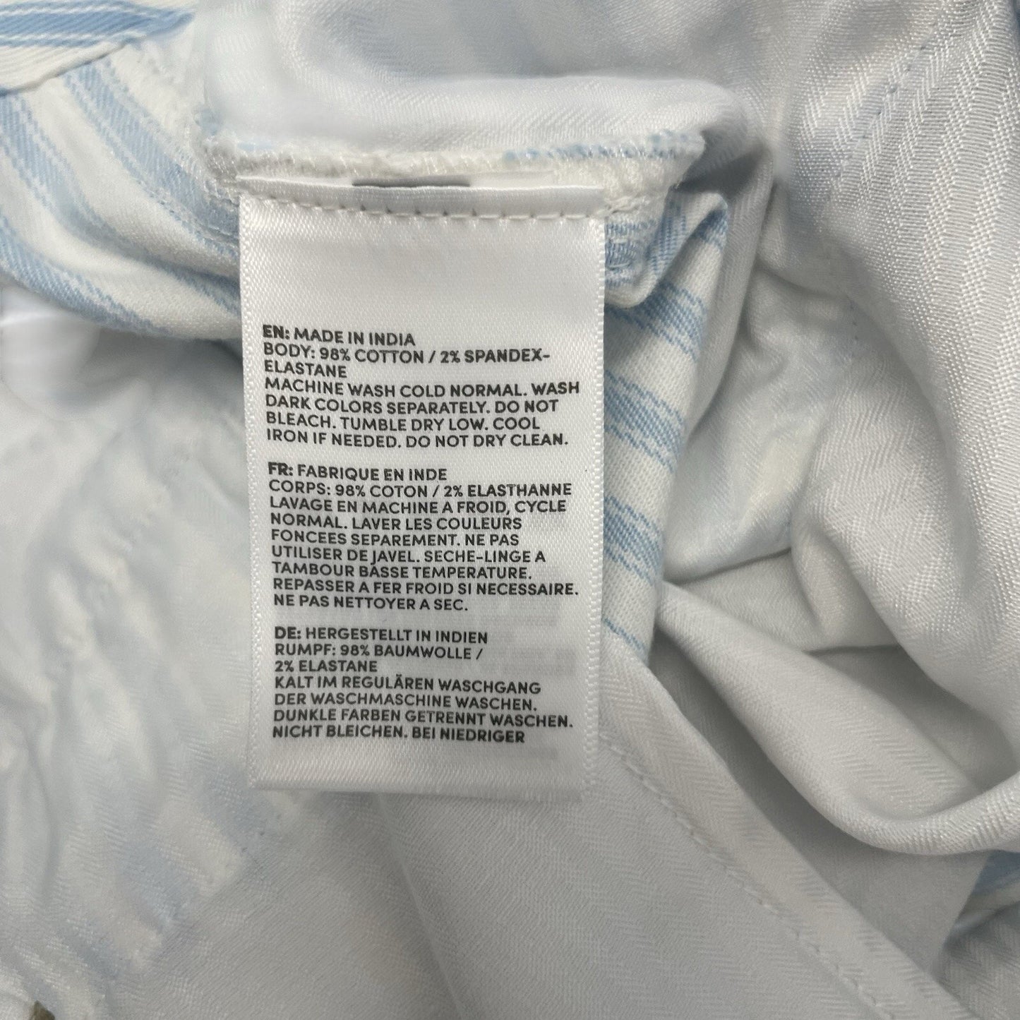 Lands End Pants Women 10P Blue White Striped Tapered Nautical Preppy Coastal