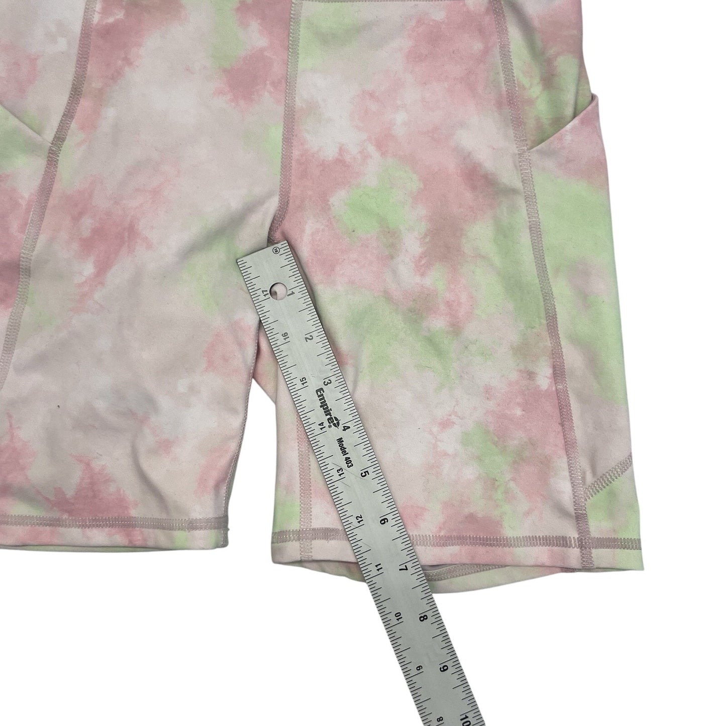 Fabletics PureLuxe Biker Shorts Women's Small Tie Dye Pink White Green