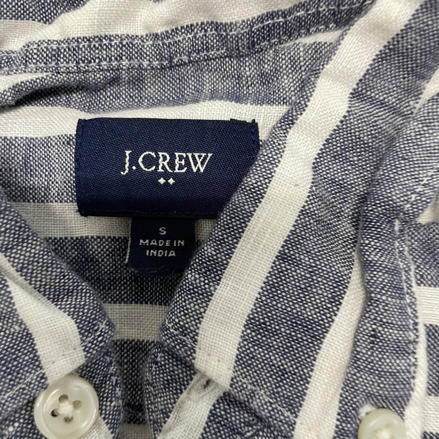 J. CREW Shirt Mens S Gray Striped 100% Linen Button Down Short Sleeve C1953
