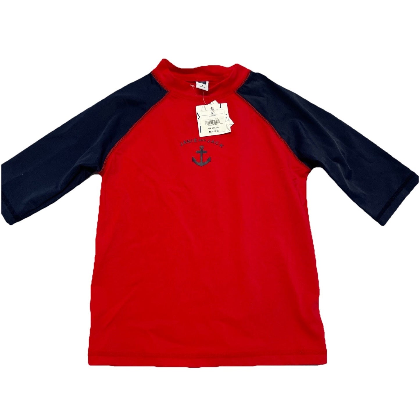 Janie And Jack Swim Rash Guard Shirt Boys Size 5 Long Sleeve Kids