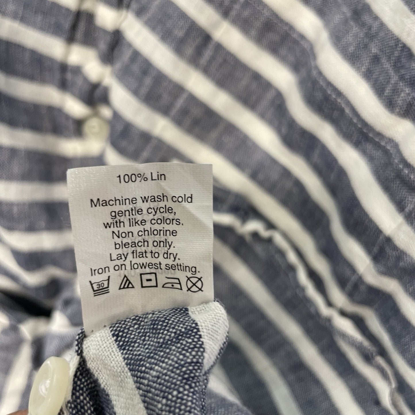 J. CREW Shirt Mens S Gray Striped 100% Linen Button Down Short Sleeve C1953