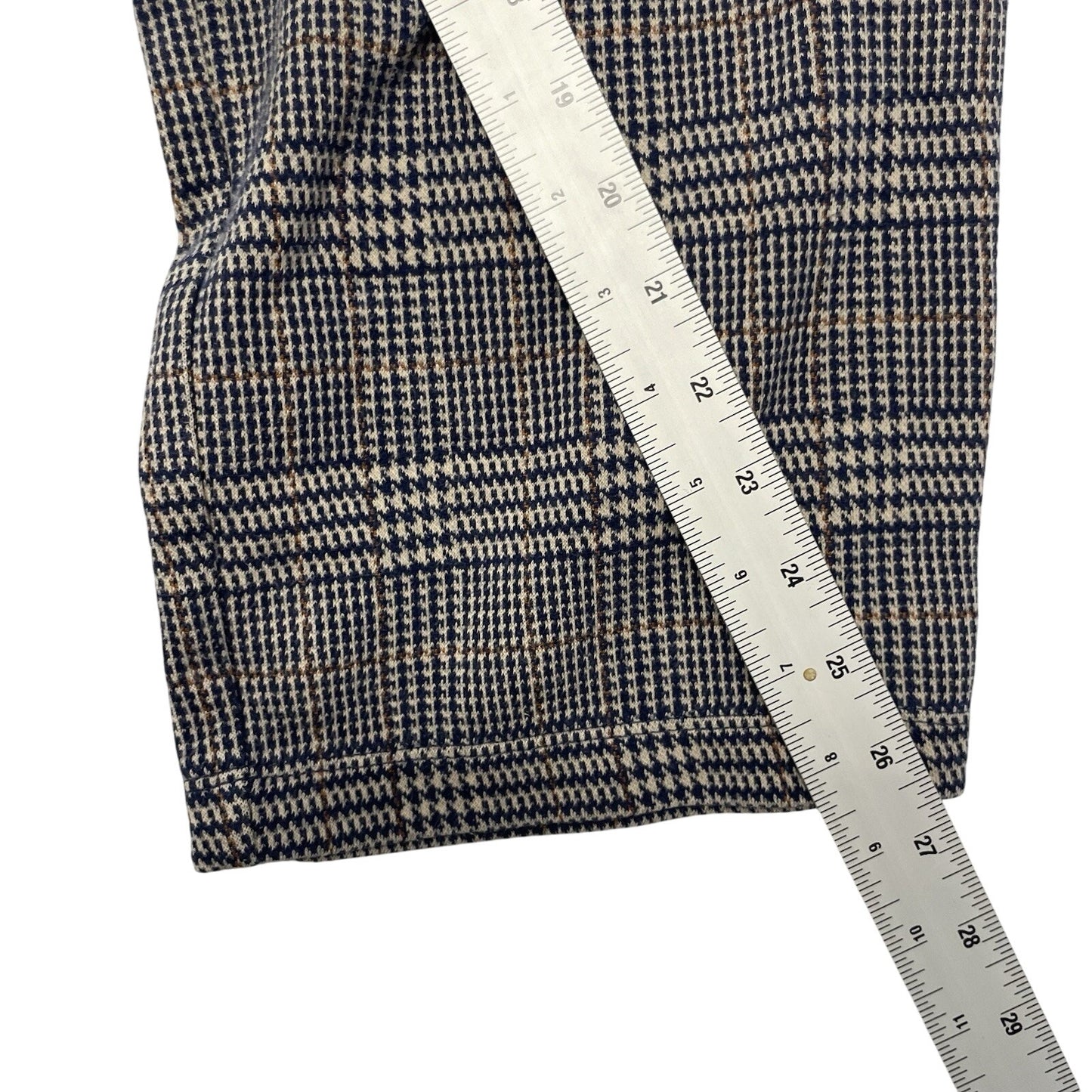 Lands' End Pants Women's 14 Mid Rise Pull On Chino Ankle Blue Plaid