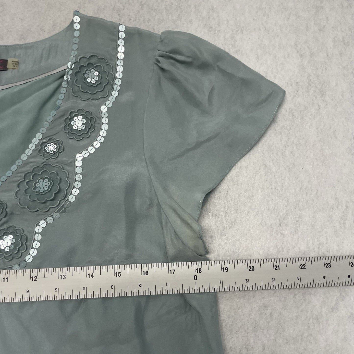 Boden Limited Edition Blue 100% Silk Shirt Women's Size 10 Blouse Short Sleeve