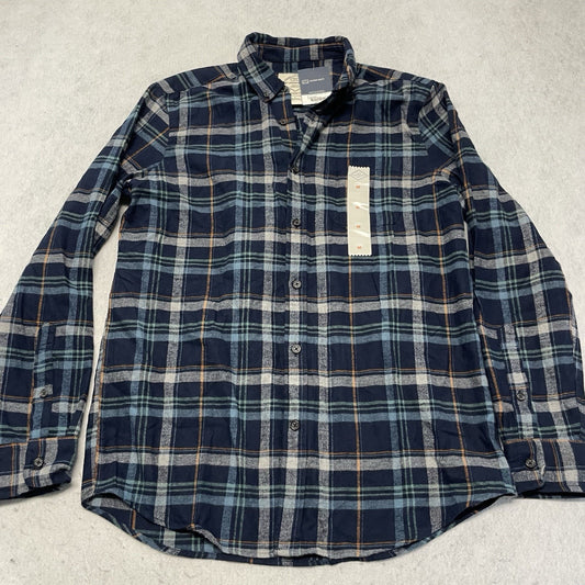 NEW St Johns Bay Mens Classic Fit Flannel Shirt M Teal Navy Plaid Cotton $44