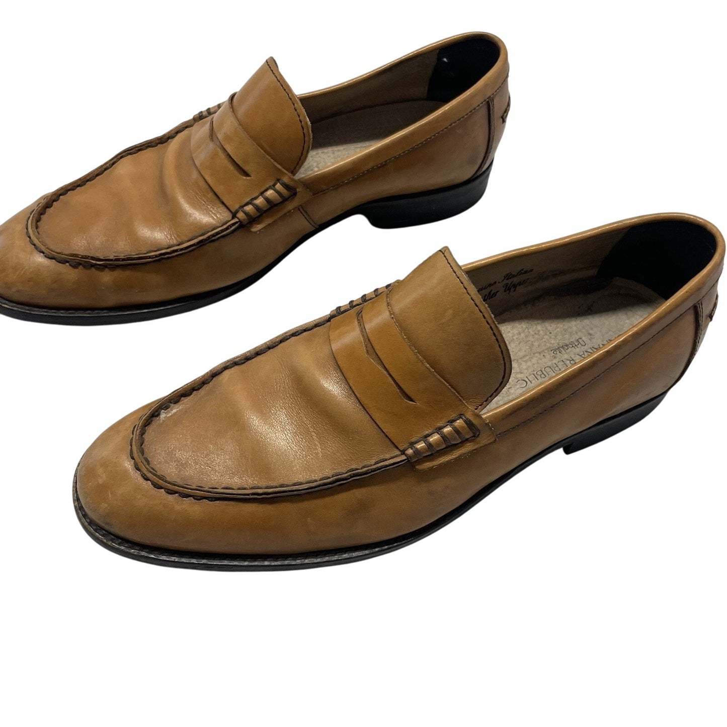 Banana Republic Men's Italian Leather Loafers Size 9.5 Yellowish Brown