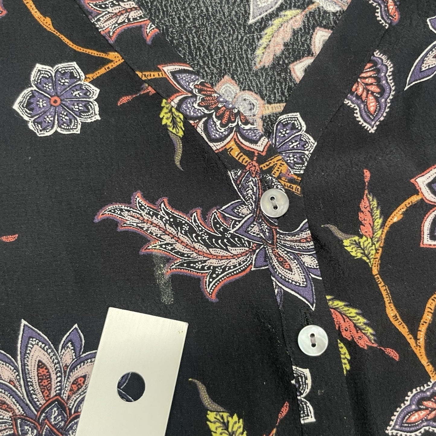 J. Jill Blouse Petite Small Black Sleeveless Top Floral Lightweight