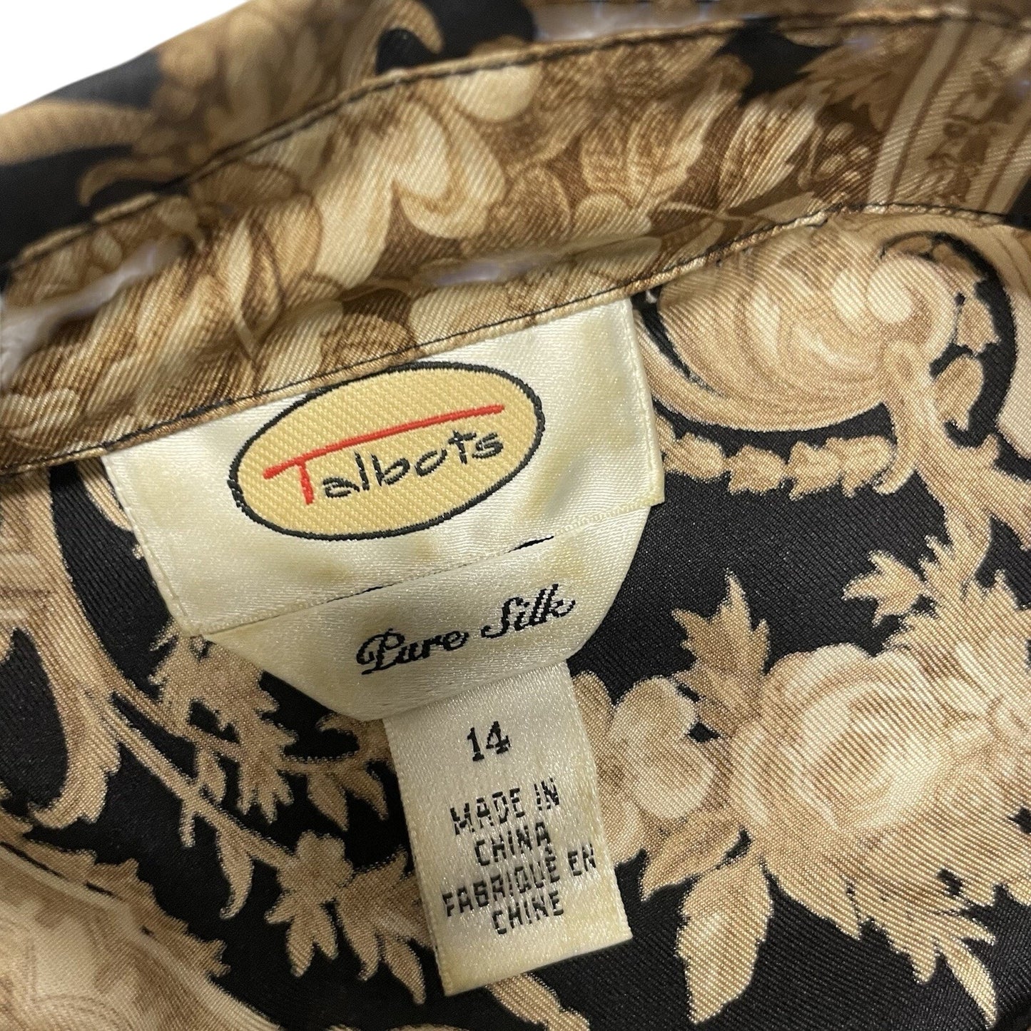 Vintage Talbots Blouse Women's 14 100% Silk Button Down