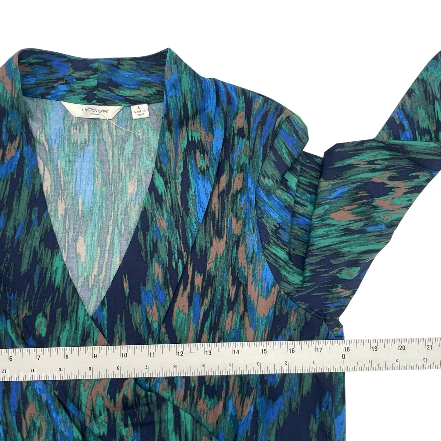 Liz Claiborne Dress Women's Large Peacock Wrap Mock