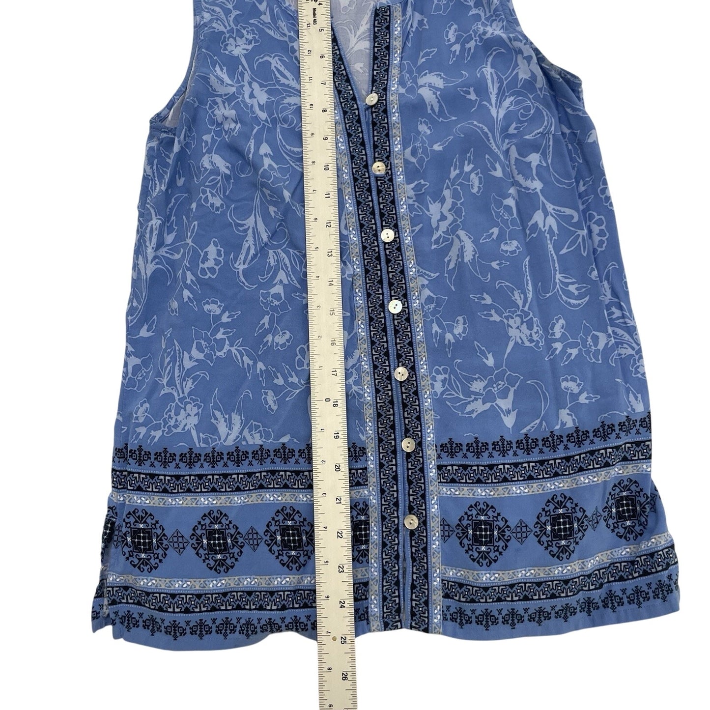 J. Jill Blouse Women’s Small Petite Blue Floral Button Front Sleeveless