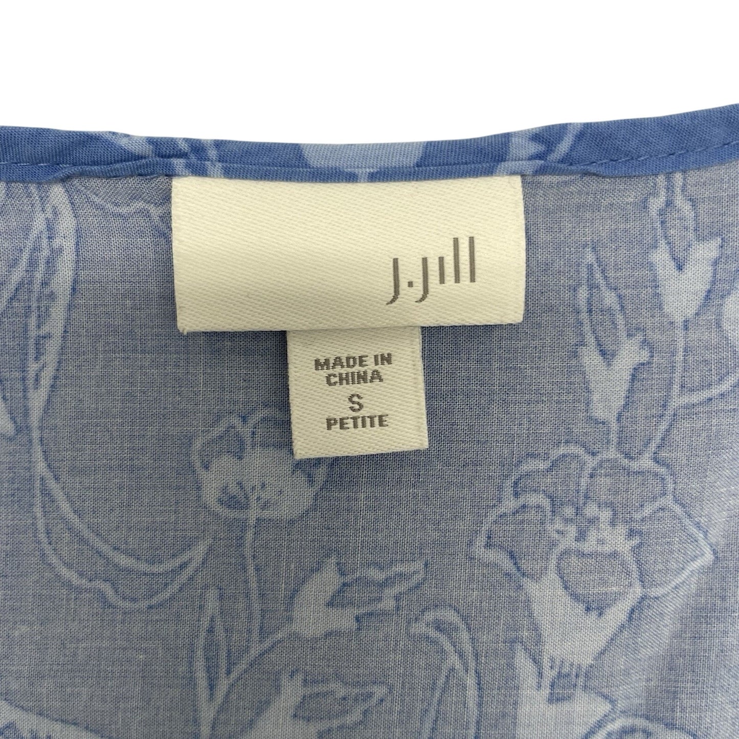 J. Jill Blouse Women’s Small Petite Blue Floral Button Front Sleeveless