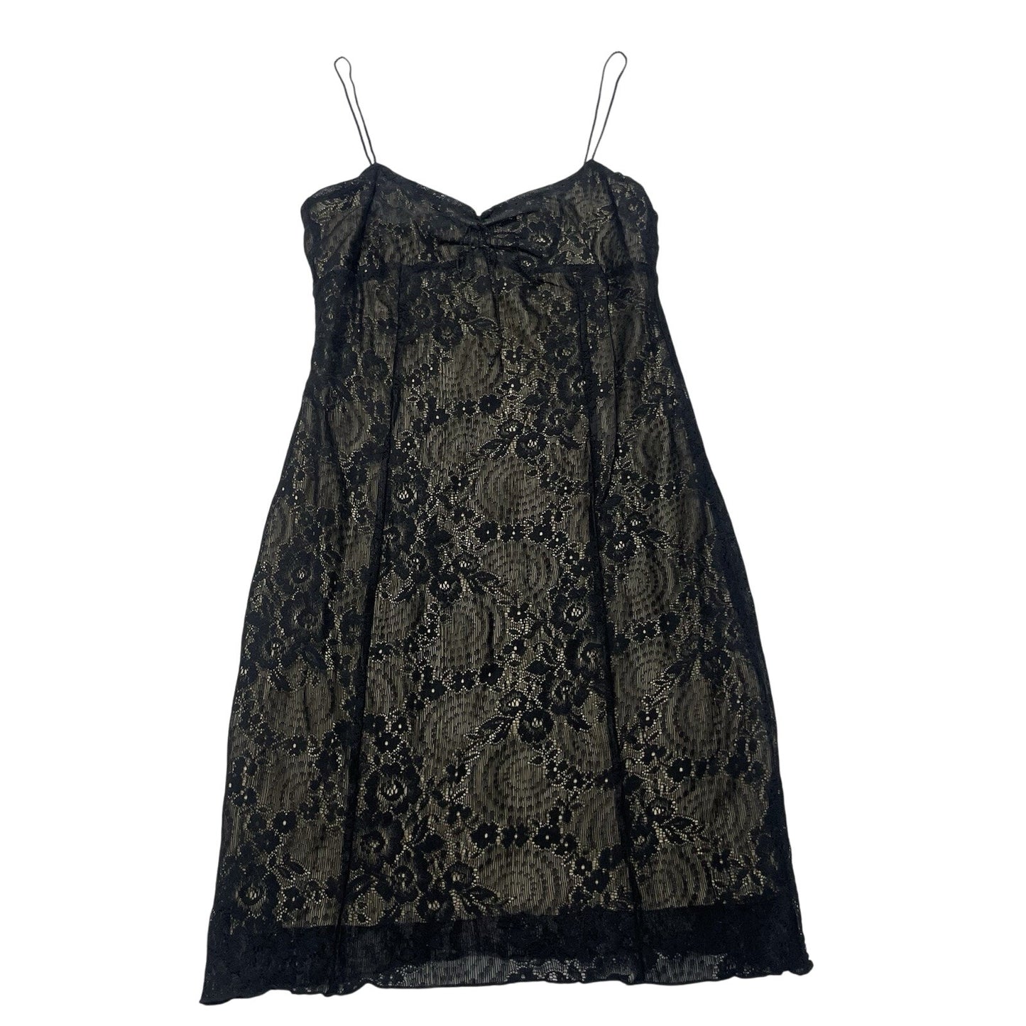 Vintage Express Lace Slip Dress Size 3/4 Black Bodycon 90s Y2K