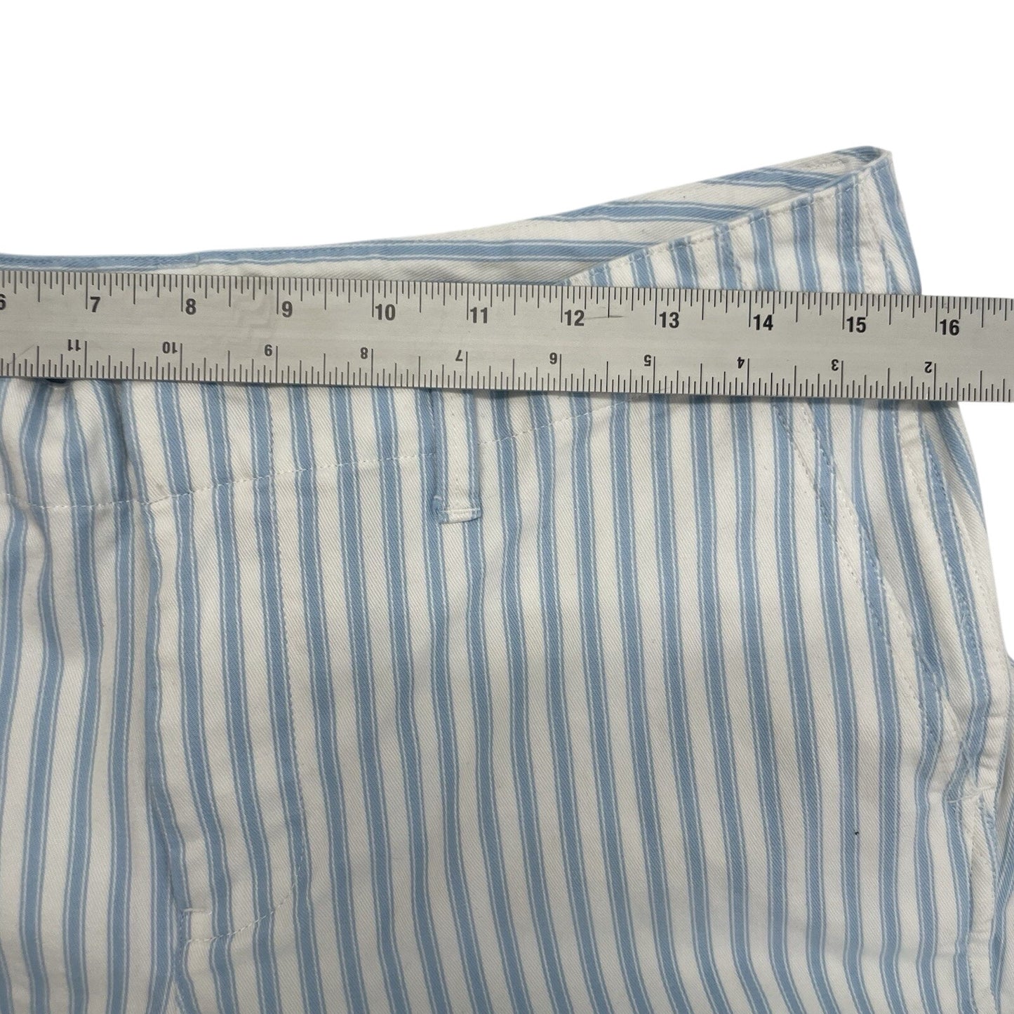 Lands End Pants Women 10P Blue White Striped Tapered Nautical Preppy Coastal