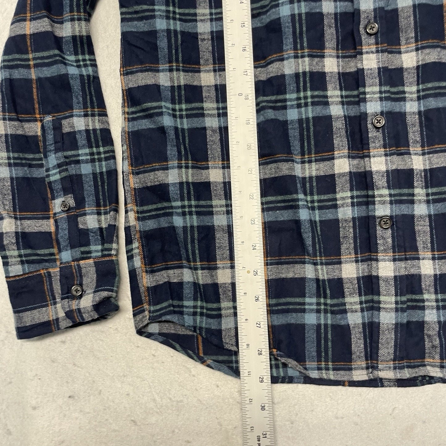 NEW St Johns Bay Mens Classic Fit Flannel Shirt M Teal Navy Plaid Cotton $44