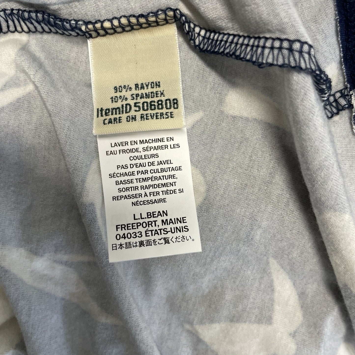 L.L. Bean Summer Knit A-line Dress Women's Large Navy V-Neck