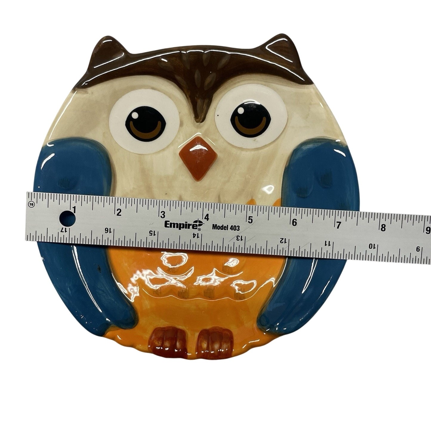 Earthenware Painted Owl Snack/Dessert Plates 7.5” X 7”