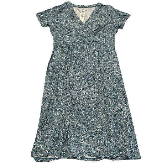 L.L. Bean Summer Knit A-line Dress Women's Large Blue V-Neck