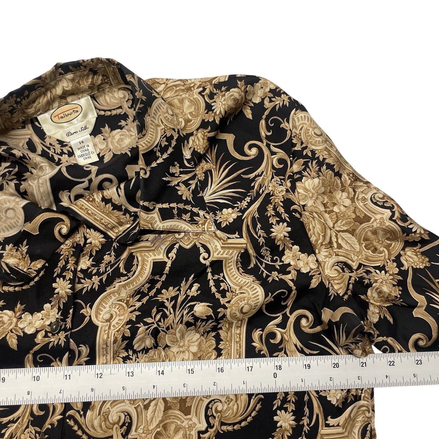 Vintage Talbots Blouse Women's 14 100% Silk Button Down