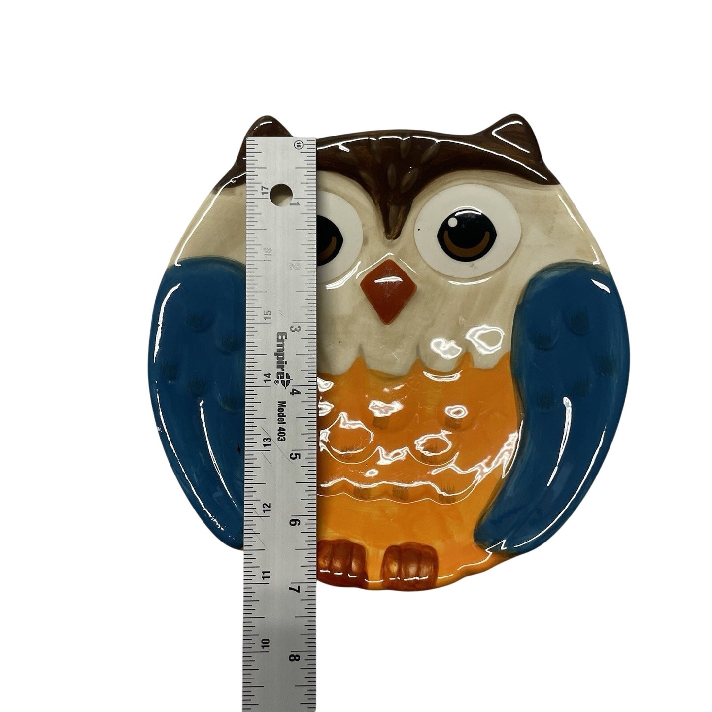 Earthenware Painted Owl Snack/Dessert Plates 7.5” X 7”