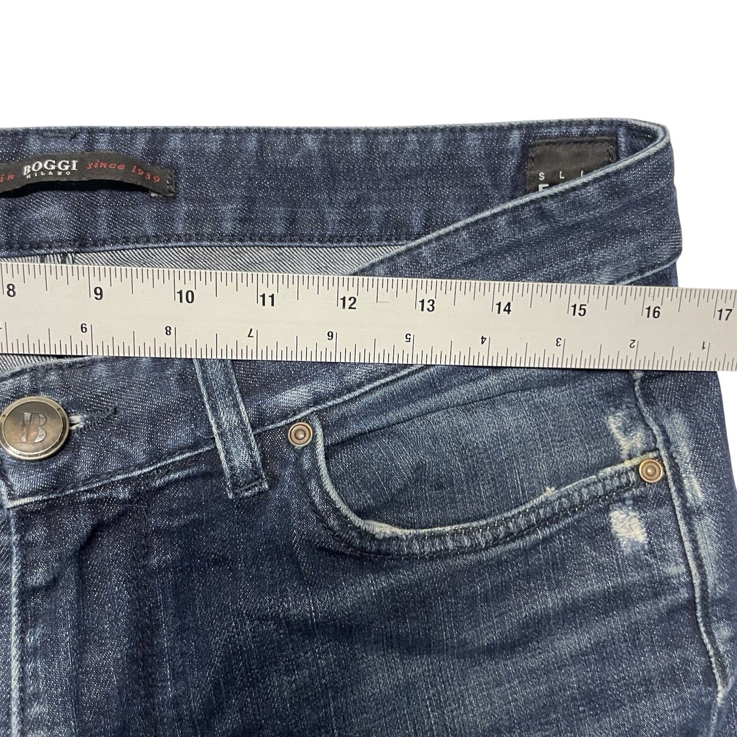 Boggi Milano Jeans Men's 32 Blue Slim Fit Distressed Denim